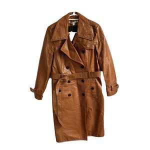 Original Veronica Beard Dickey Trench Coat Vegan Faux Patent Leather Jacket $895